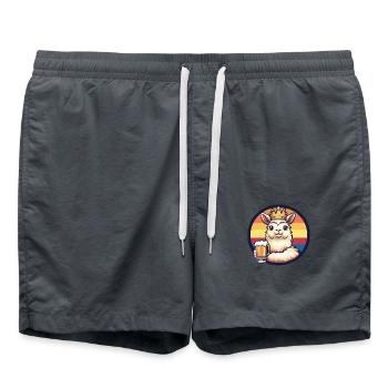 Alpaka Llama Bier - Badeshorts - Anthrazit - Vorne - AI Model Male 185 light (185cm)