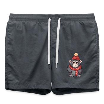 Gorille mignon dans un look d’hiver festif ! - Short de bain - charbon - Devant - AI Model Male 185 light (185cm)
