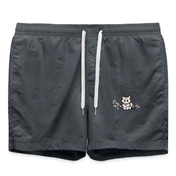 Katze auf Blumenast - Badeshorts - Anthrazit - Vorne - AI Model Male 185 light (185cm)