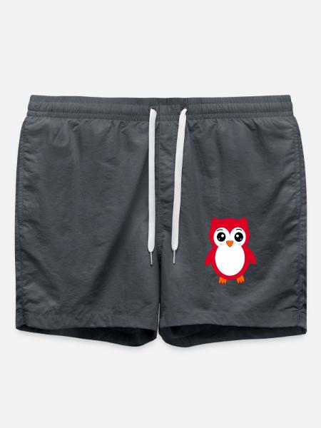 Eule rot - Badeshorts - Anthrazit