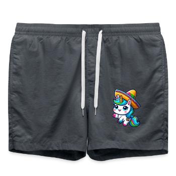 Cinco de Mayo Cute Unicorn Cartoon with Greens - Swim Trunks - anthracite - Front - AI Model Male 185 light (185cm)