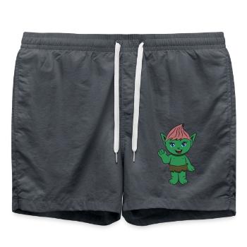troll fille douce cher dessin animé drôle spitzohr - Short de bain - charbon - Devant - AI Model Male 185 light (185cm)