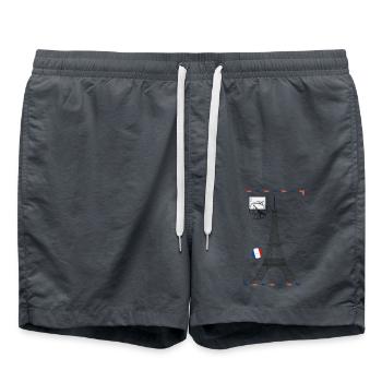 Carte postale de Paris Tour Eiffel - Short de bain - charbon - Devant - AI Model Male 185 light (185cm)