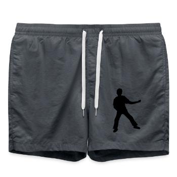 Luftgitarre spielen lustig Silhouette - Badeshorts - Anthrazit - Vorne - AI Model Male 185 light (185cm)