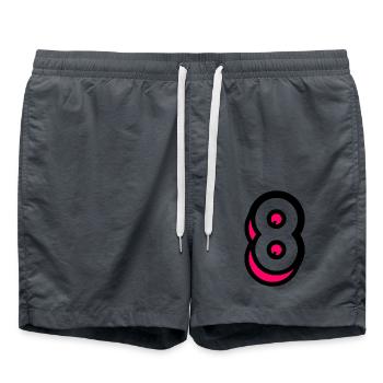 8 YEARS. 8TH ANNIVERSARY. BIRTHDAY 8 YEARS. 8 - Swim Trunks - anthracite - Front - AI Model Male 185 light (185cm)