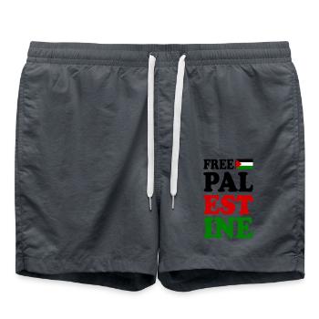 Free palestine - Short de bain - charbon - Devant - AI Model Male 185 light (185cm)