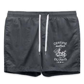 Meilleur chef cuisinier du pays 1 - Short de bain - charbon - Devant - AI Model Male 185 light (185cm)