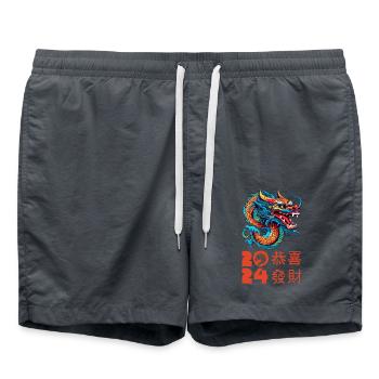 Jahr des Drachen 2024 - Badeshorts - Anthrazit - Vorne - AI Model Male 185 light (185cm)