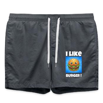 j’aime les hamburgers - j’aime les hamburgers - Short de bain - charbon - Devant - AI Model Male 185 light (185cm)