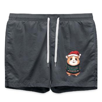 Hamster Weihnachten Comic - Badeshorts - Anthrazit - Vorne - AI Model Male 185 light (185cm)