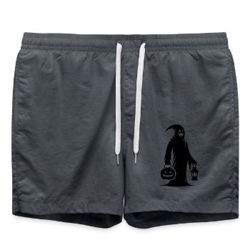 Schaurig lustiger Masken Geist mit Kürbis Laterne - Badeshorts - Anthrazit - Vorne - AI Model Male 185 light (185cm)