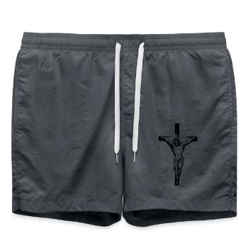 Jesus Christus - Badeshorts - Anthrazit - Vorne - AI Model Male 185 light (185cm)