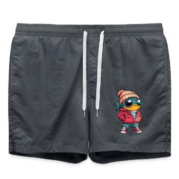 Piranha Fische Winter Comic - Badeshorts - Anthrazit - Vorne - AI Model Male 185 light (185cm)
