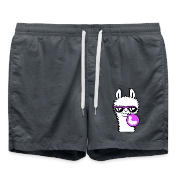 Lama kaut Kaugummi Kaugummiblase blasen Alpaka - Badeshorts - Anthrazit - Vorne - AI Model Male 185 light (185cm)