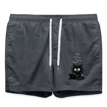 Cat Coffee Caffeine Office Colleague Monday Funny - Swim Trunks - anthracite - Front - AI Model Male 185 light (185cm)