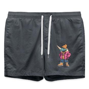 Dinosaur triceratops Funny Winter - Swim Trunks - anthracite - Front - AI Model Male 185 light (185cm)