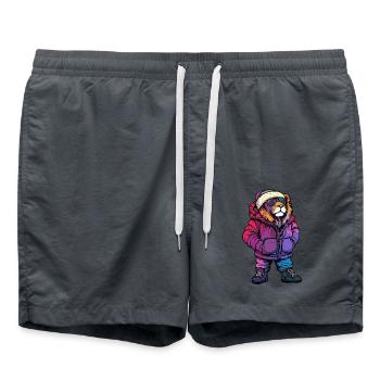 Lion Drôle d’Hiver - Short de bain - charbon - Devant - AI Model Male 185 light (185cm)