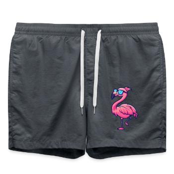 Flamingo Cool Comic - Badeshorts - Anthrazit - Vorne - AI Model Male 185 light (185cm)