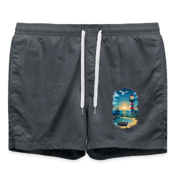 Leuchtturm Ostsee Nordsee - Badeshorts - Anthrazit - Vorne - AI Model Male 185 light (185cm)