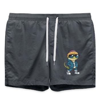 Echse Cool Comic - Badeshorts - Anthrazit - Vorne - AI Model Male 185 light (185cm)