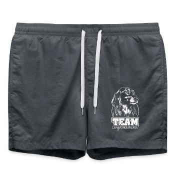 TEAM Langhaardackel Hund Hunde Wilsigns - Badeshorts - Anthrazit - Vorne - AI Model Male 185 light (185cm)
