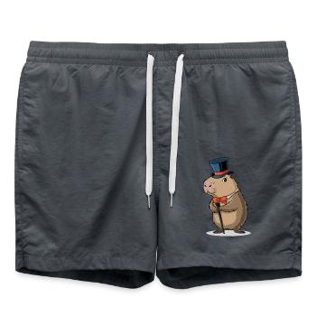Capybara in einem adretten Anzug - Badeshorts - Anthrazit - Vorne - AI Model Male 185 light (185cm)