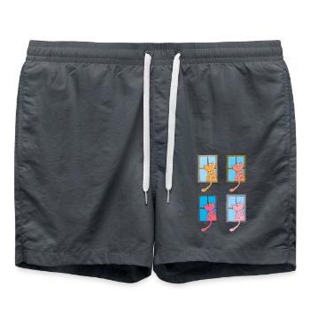 Cats at the window colorful - Swim Trunks - anthracite - Front - AI Model Male 185 light (185cm)