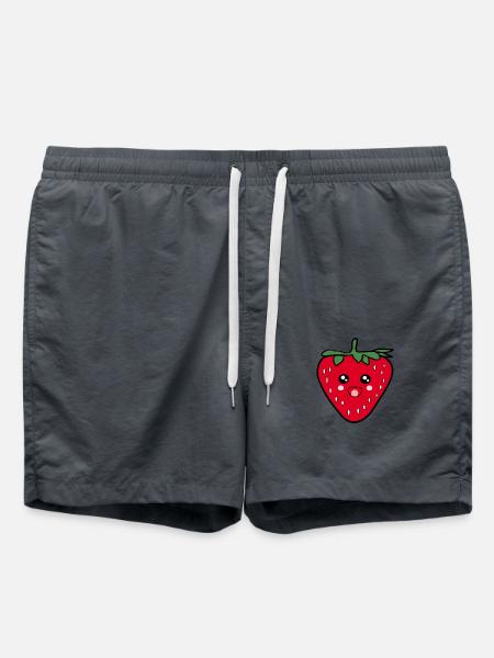 Cadeau Kawaii pour design alimentaire à la fraise - Short de bain - charbon