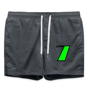 7. 7 JAHRE. 7. JAHRESTAG. GEBURTSTAG 7 JAHRE - Badeshorts - Anthrazit - Vorne - AI Model Male 185 light (185cm)