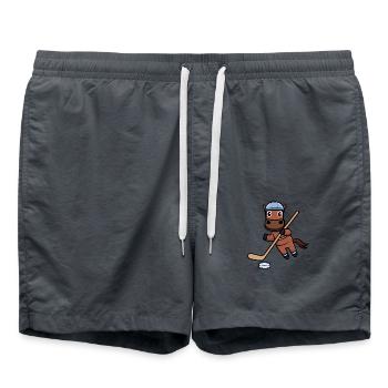 Un cheval joue au hockey sur glace - Short de bain - charbon - Devant - AI Model Male 185 light (185cm)