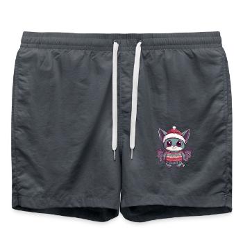 Bande dessinée de Noël chauve-souris - Short de bain - charbon - Devant - AI Model Male 185 light (185cm)