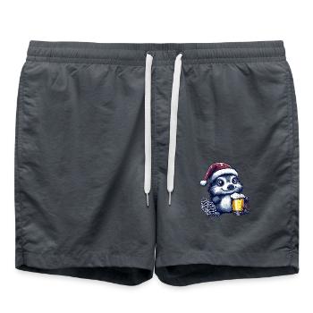 Hedgehog Beer Xmas Christmas - Swim Trunks - anthracite - Front - AI Model Male 185 light (185cm)