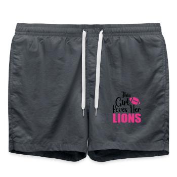 Dieses Mädchen liebt seine Löwen - Badeshorts - Anthrazit - Vorne - AI Model Male 185 light (185cm)