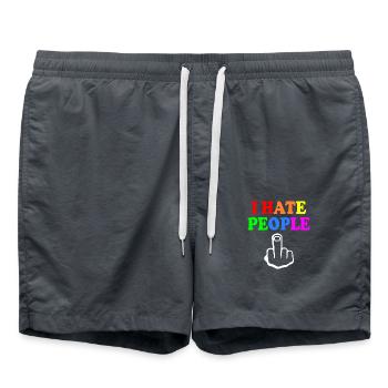 I hate people - Short de bain - charbon - Devant - AI Model Male 185 light (185cm)