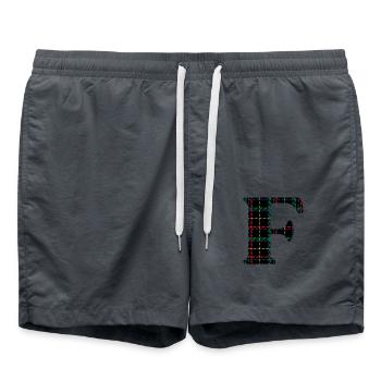 Monogramme f tartan écossais - Short de bain - charbon - Devant - AI Model Male 185 light (185cm)