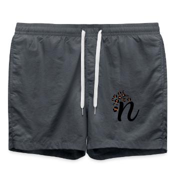 Lettre n motifs léopard - Short de bain - charbon - Devant - AI Model Male 185 light (185cm)