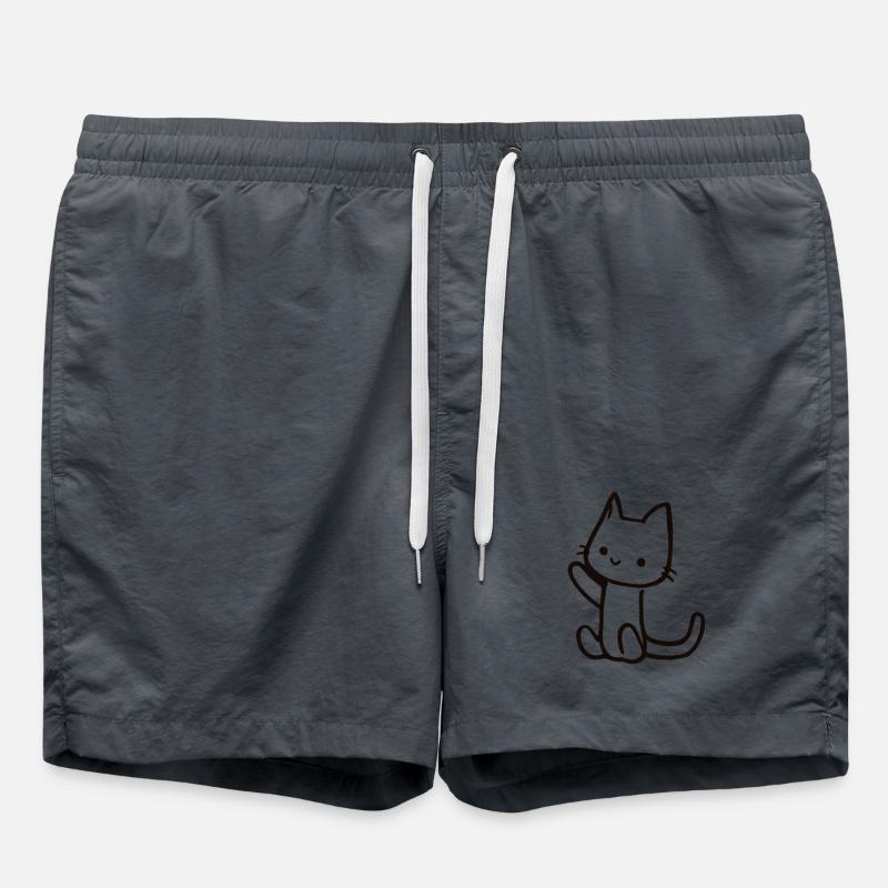 Croquis de chat dans un style linéaire - Short de bain - charbon