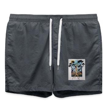 Wurzelbaum im Rahmen - Badeshorts - Anthrazit - Vorne - AI Model Male 185 light (185cm)