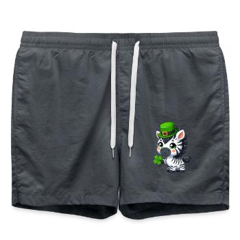Chemise de bande dessinée zèbre de la Saint-Patrick - Short de bain - charbon - Devant - AI Model Male 185 light (185cm)
