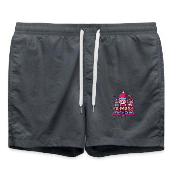 X-Mas Party Crew Christmas Saying - Swim Trunks - anthracite - Front - AI Model Male 185 light (185cm)