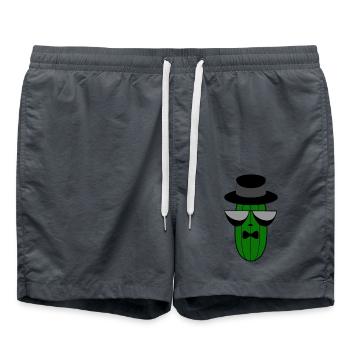 Concombre kawaii avec haut-de-forme et nœud papillon - Short de bain - charbon - Devant - AI Model Male 185 light (185cm)