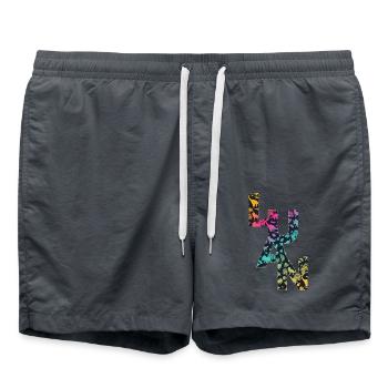LUAN - Schöner Jungen Name mit Dinosaurier - Badeshorts - Anthrazit - Vorne - AI Model Male 185 light (185cm)