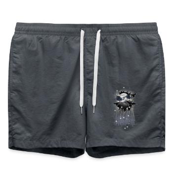 Halloween Wald Raben Mond mystisch Natur Vögel - Badeshorts - Anthrazit - Vorne - AI Model Male 185 light (185cm)