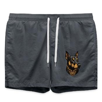 Doberman Dog Portrait - Swim Trunks - anthracite - Front - AI Model Male 185 light (185cm)