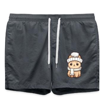 Alpaca Winter Animal Baby Comic - Swim Trunks - anthracite - Front - AI Model Male 185 light (185cm)