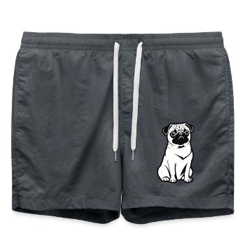 Pug - Pet Design - Badeshorts - Anthrazit - Vorne - AI Model Male 185 light (185cm)