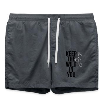 Keep the Wild in You Always – Inspirational Advent - Swim Trunks - anthracite - Front - AI Model Male 185 light (185cm)