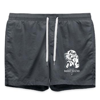 Basset Hound Dad Hunde Hund Wilsigns - Badeshorts - Anthrazit - Vorne - AI Model Male 185 light (185cm)