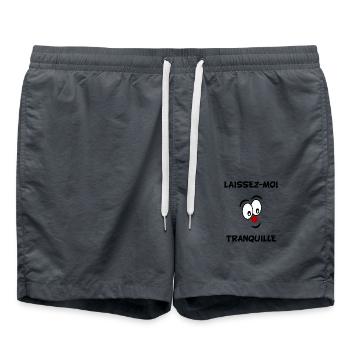 LAISSEZ-MOI TRANQUILLE. HUMOUR - Short de bain - charbon - Devant - AI Model Male 185 light (185cm)