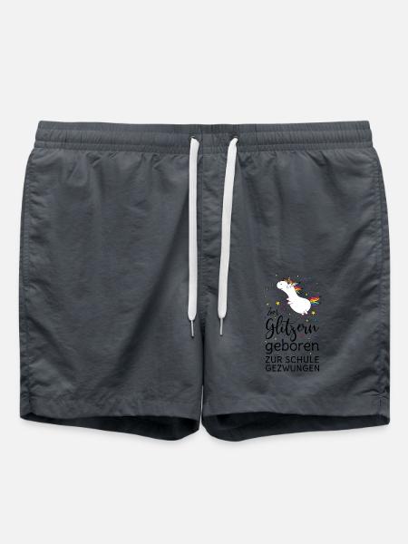 Einhorn Zum Glitzern Geboren Zur Schule Gezwungen - Badeshorts - Anthrazit